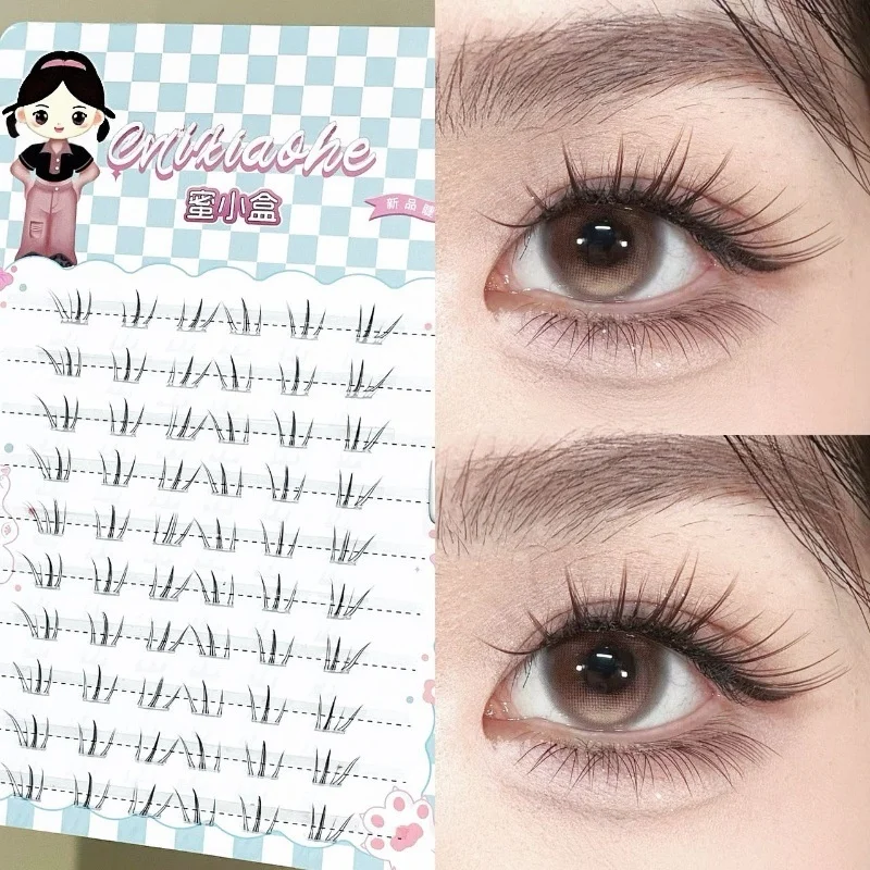 Cat Paw Lower Lashes 4-7 mm Mixed Length C Curl Bottom Eyelash Clear Band Artificial Fiber Natural Wispy Look Under Fake Lash