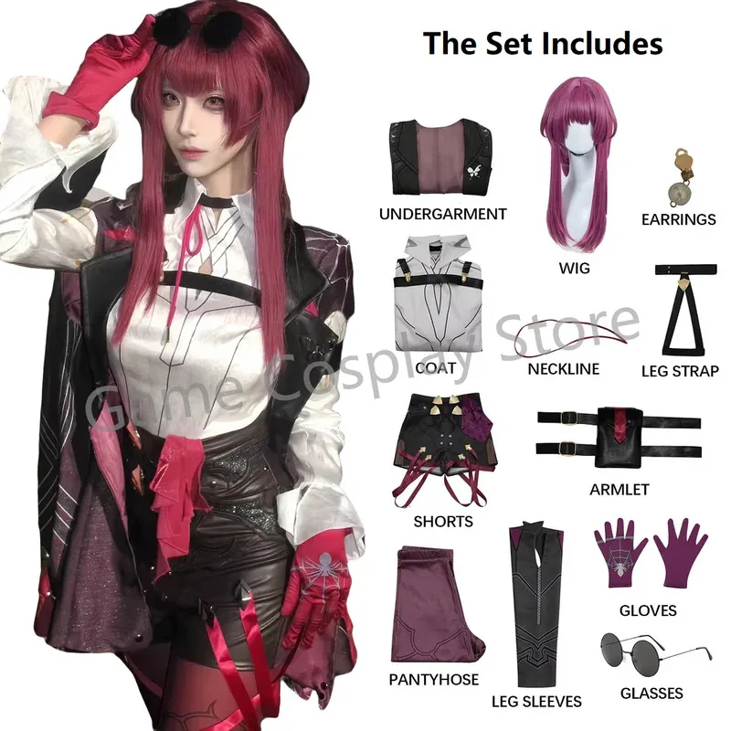 

Honkai Star Rail Cosplay Costume Honkai Kafka Cosplay Costume Helloween Party Suit with Wig Kafka Outfit Uniform