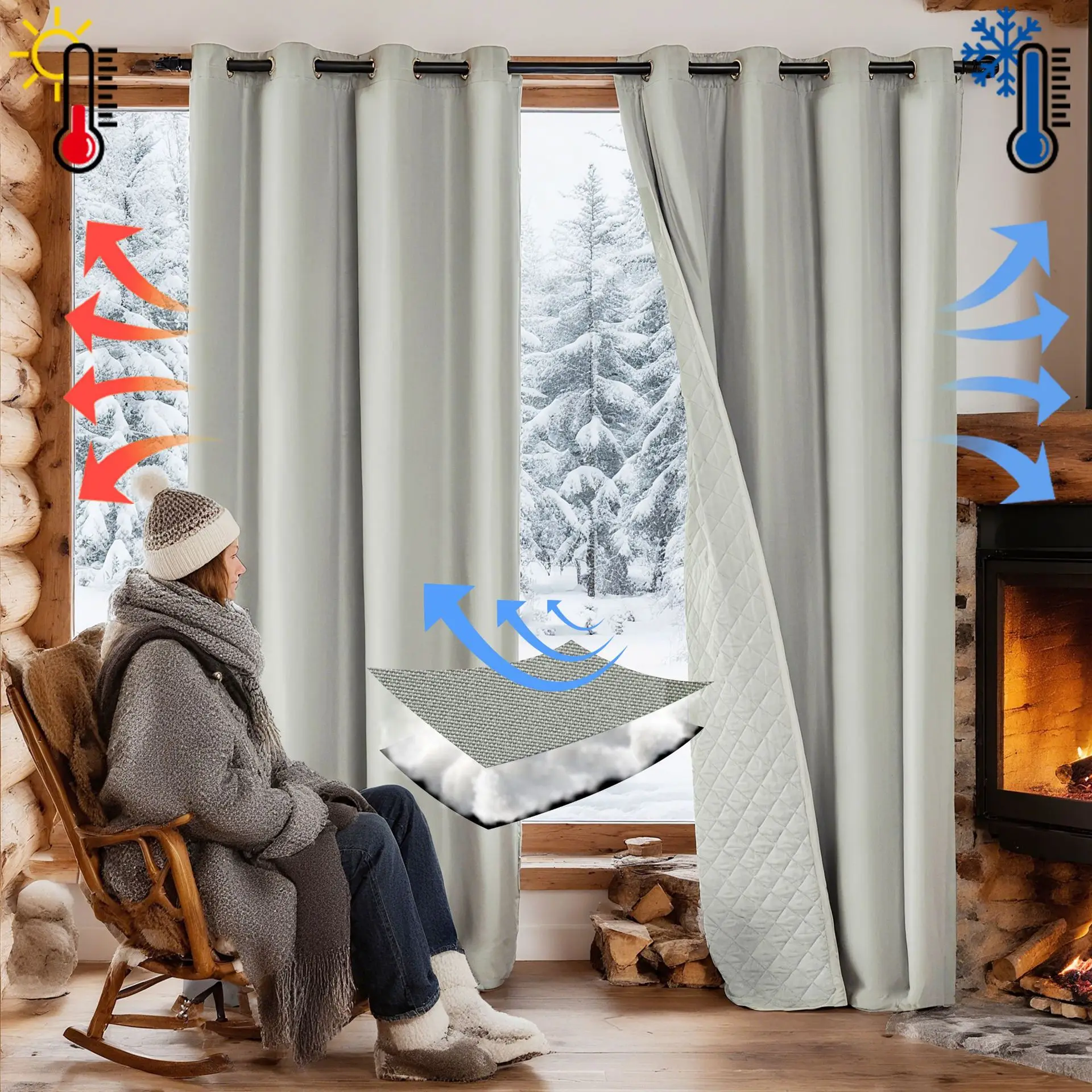 1PC Winter Quilted Curtains Thermal Insulation Cold-proof Soundproof Windproof Windows Curtains Household Thickened Drapes