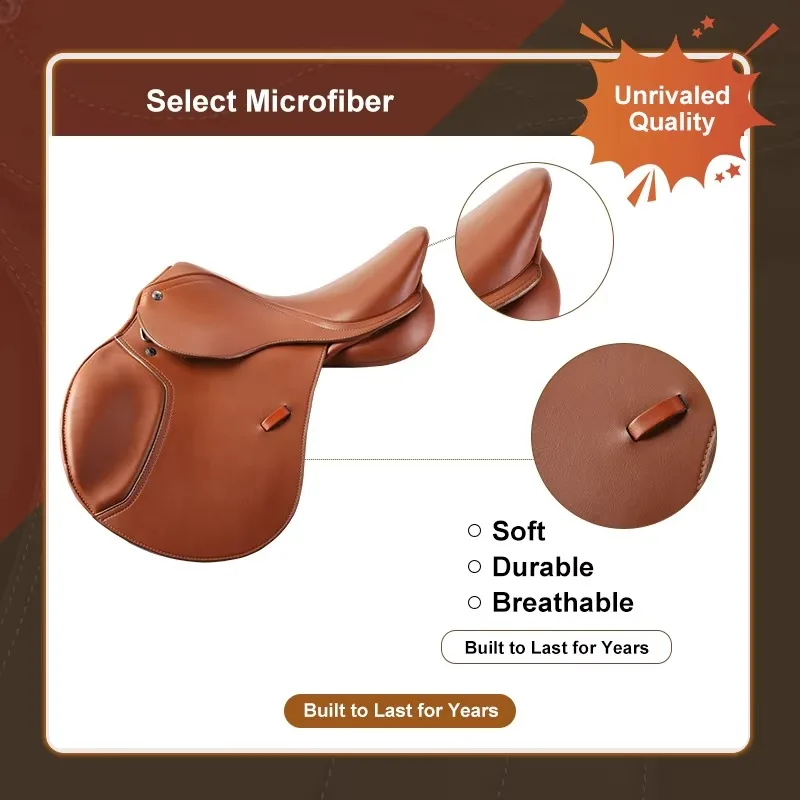 Aero Flow Comfort Horse Saddle English Jumping Saddle Leather Plastic Tree Lightweight Cooling Fit Long