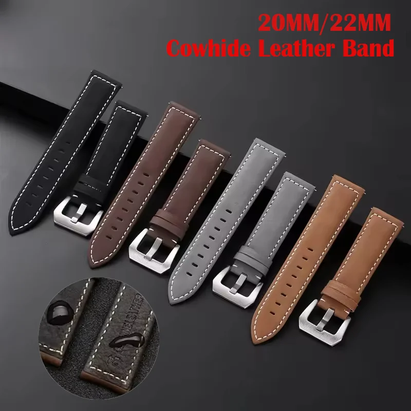 Genuine Leather Watch Band for Panerai Luminor High Quality Crazy Horse Strap Bracelet 20mm 22mm Bracelet for Men WristBand Belt
