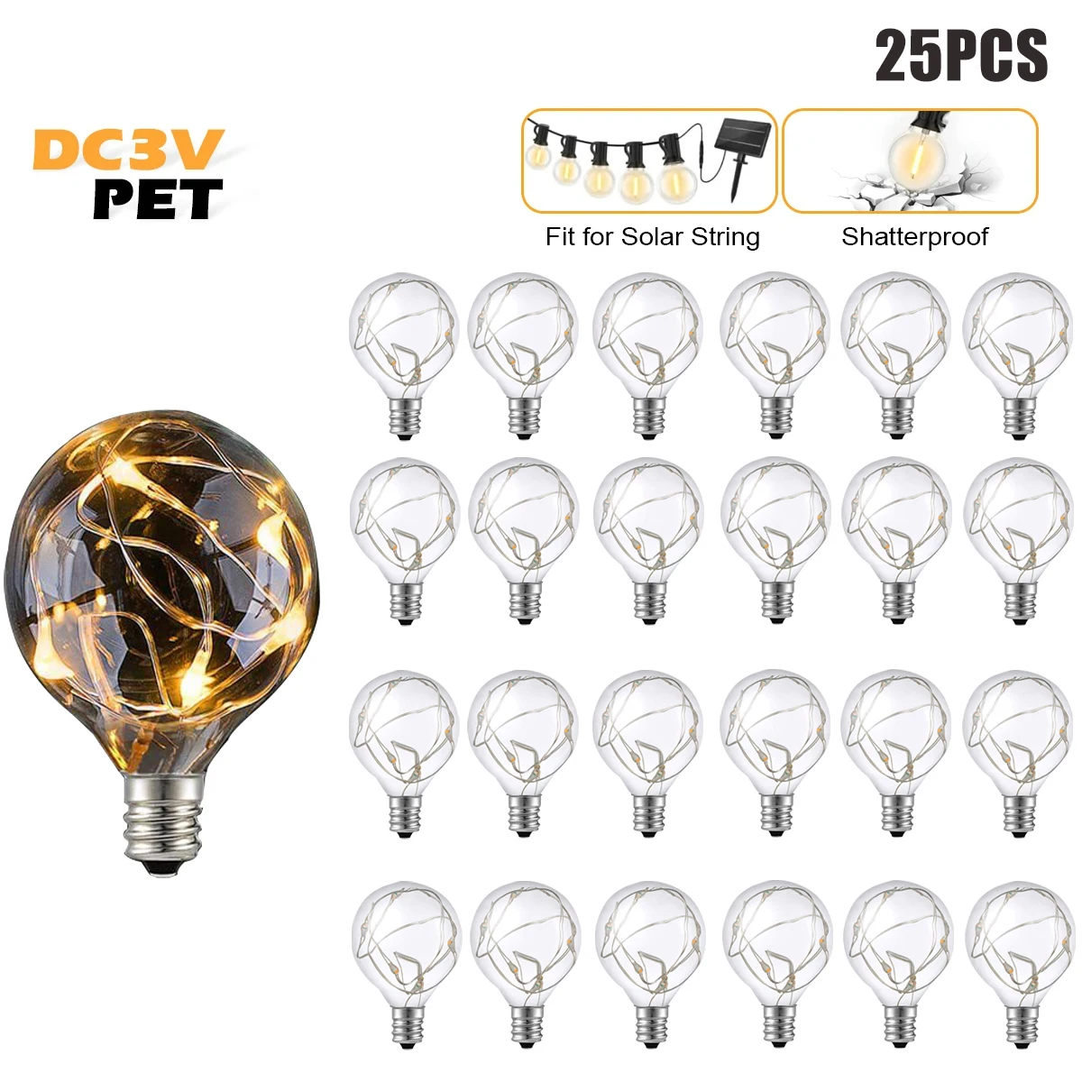 Globe LED G40 1W Copper Wire bulb Waterproof E12 DC3V Warm White 2700K Shatterproof LED Bulb for String Light Home Party Decor