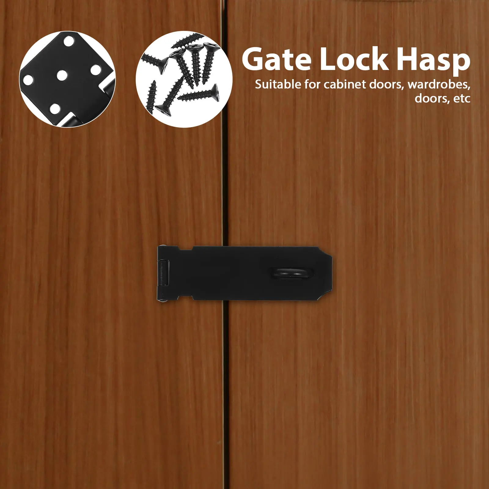 

Black Lock Card Hasp Door Locks Stainless Steel Heavy Duty Padlock Cabinet Doors Wardrobes Wooden Doors Hardware