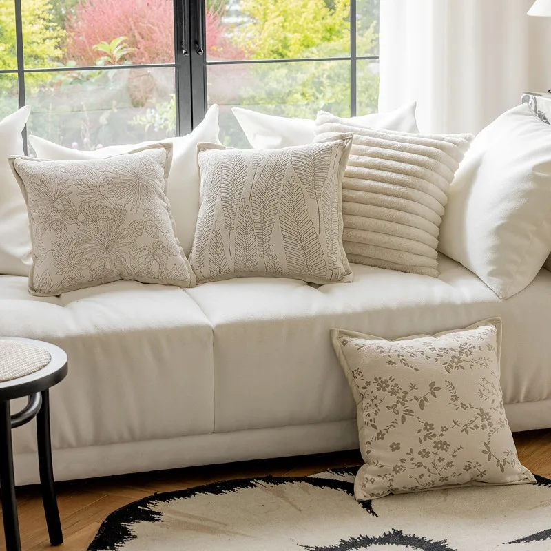 Creamy Plush Cushion Cover Nordic Living Room Decor Printed Pillow Covers 45x45 Soft Cozy Stylish Home Decorative Pillowcase