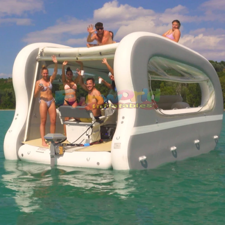 Water Party Floating Equipment Inflatable River Rafting Electric Solar Powered Boats Inflatable House Boat