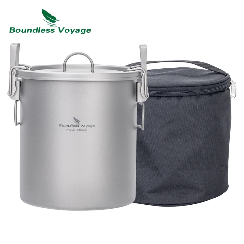 

Титановая рисоварка Boundless Voyage, уличная плита для макаронного супа, кастрюля, сверхлегкая посуда 1,4 л