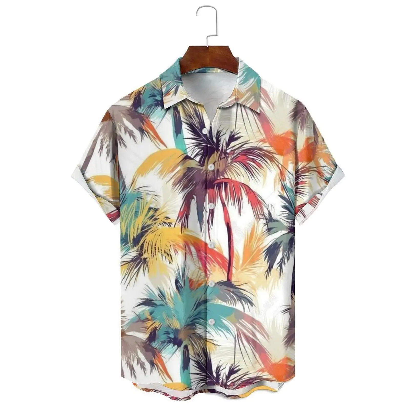 Men's/Women's Fashion Summer Variety Coconut Leaf Dopamine Plus Size Relaxed Breathable Casual Printed Short Sleeve Shirt