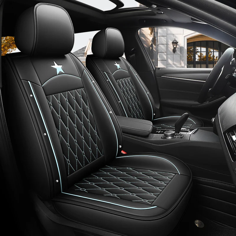 Five-seat car seat covers, Star Label, full coverage, easy installation, universal fit, suitable for most vehicles.