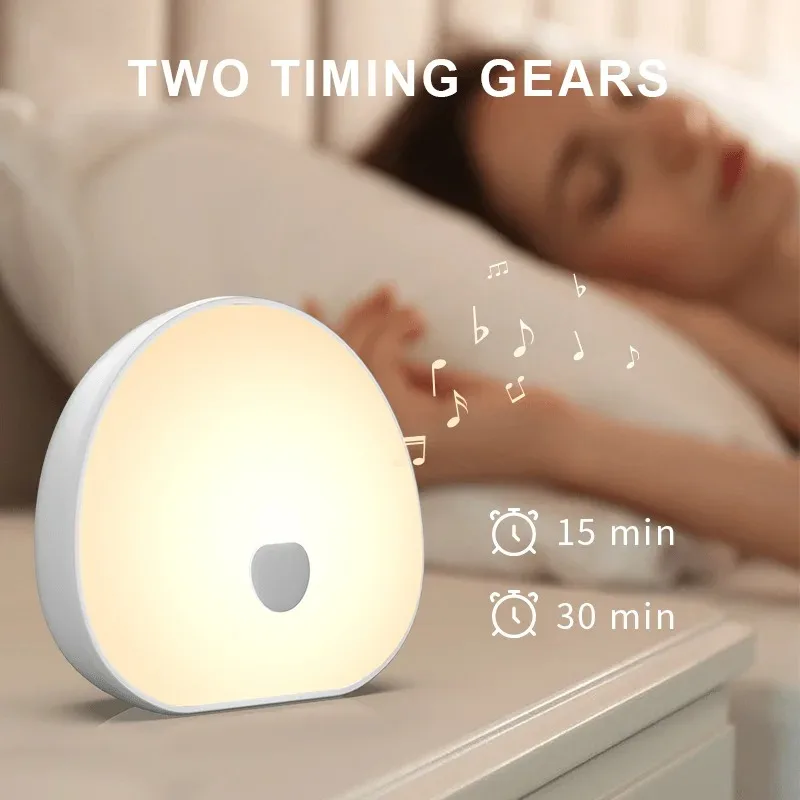 Portable LED Night Light with 10 Natural White Noises Sleep Sound Machine Type-C Rechargeable Timer Nursery Bedroom Relaxation
