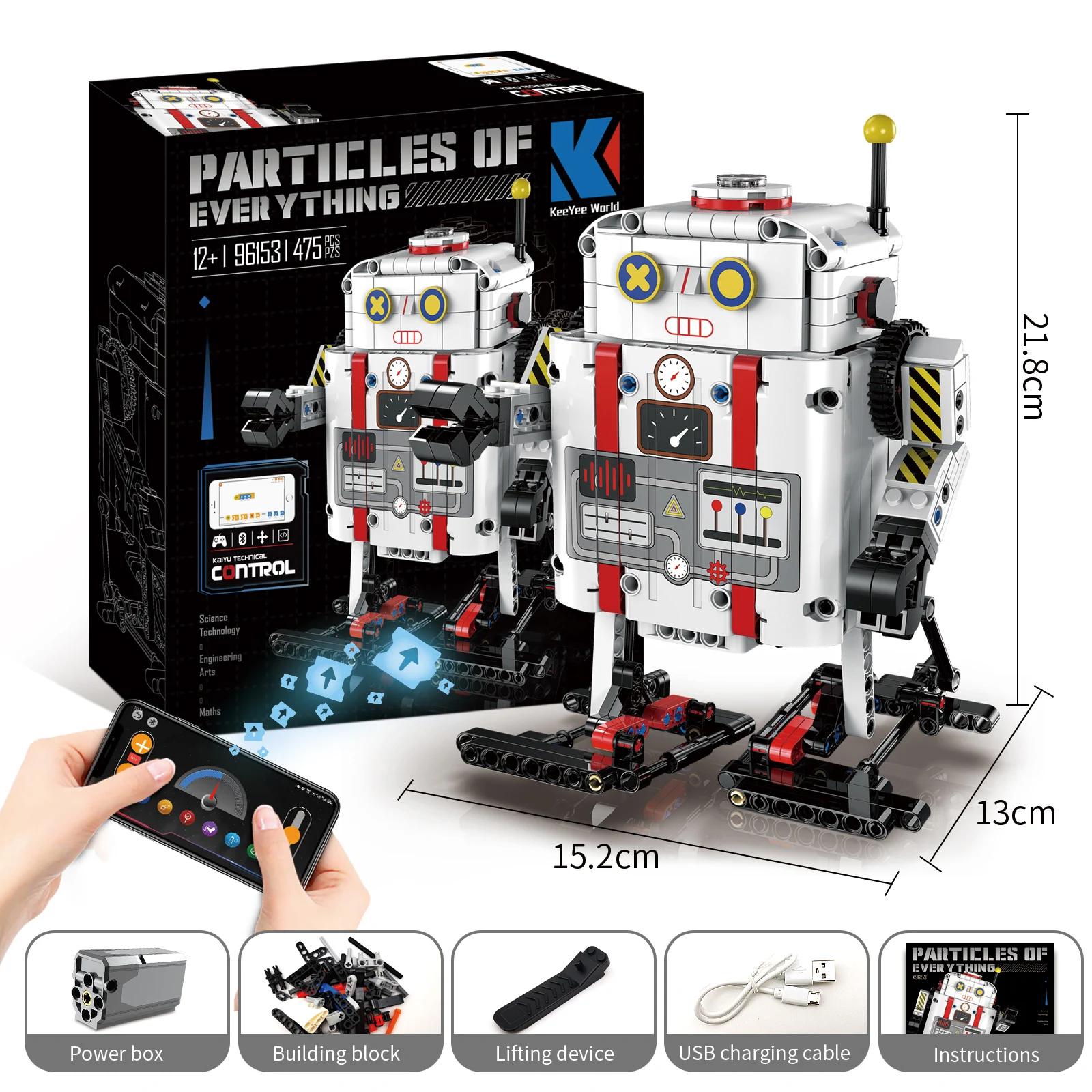 Technical Intelligent Robot K96131 APP Remote Control Building Blocks Bricks Programming USB Gift Sets Toys Construction Kids