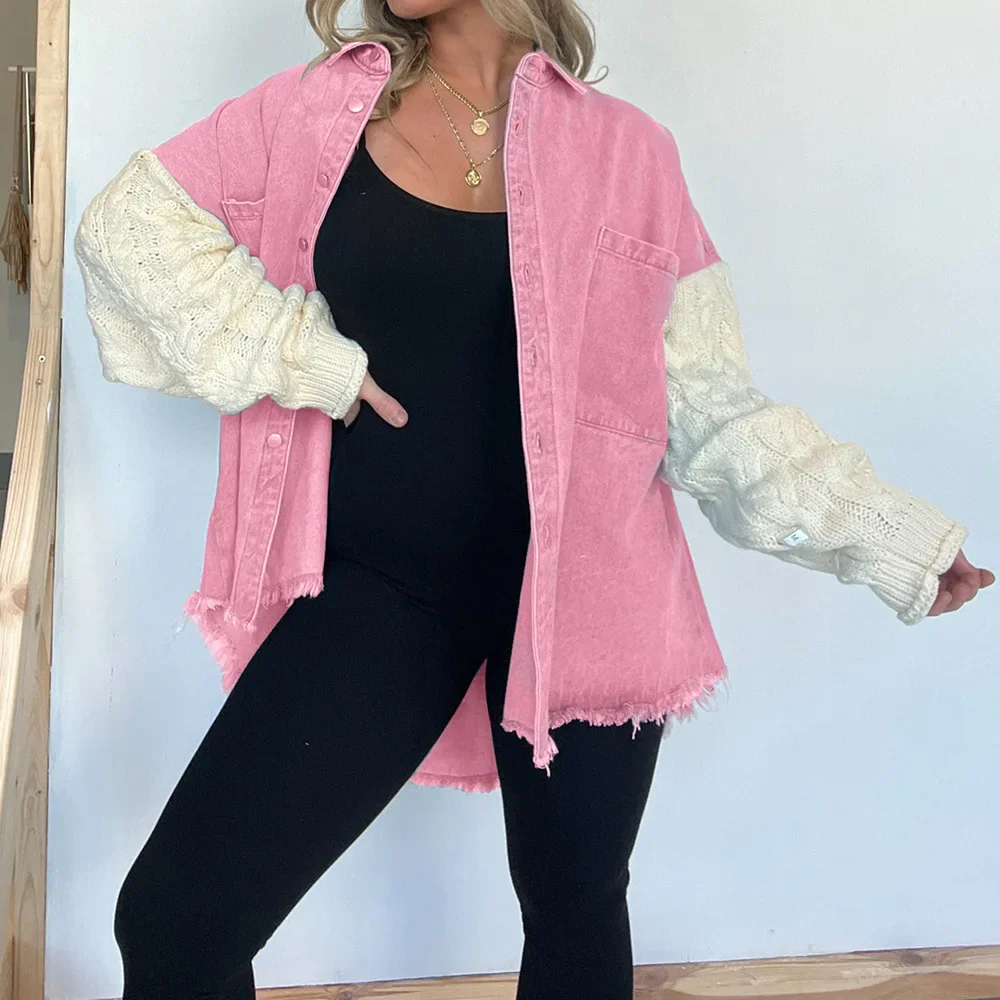 Jean Jas Dames Vintage Losse Patchwork Retro Mode Wollen Mouw Denim Damesjas Denim Jas Dames Chique Damesjassen