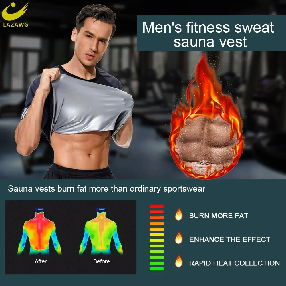 LAZAWG SaunaT-camisa para hombre, chaqueta de sudor para pérdida de peso, traje adelgazante, moldeador de cuerpo, quemador de grasa, gimnasio, ejercicio, deporte, entrenamiento, Fitness