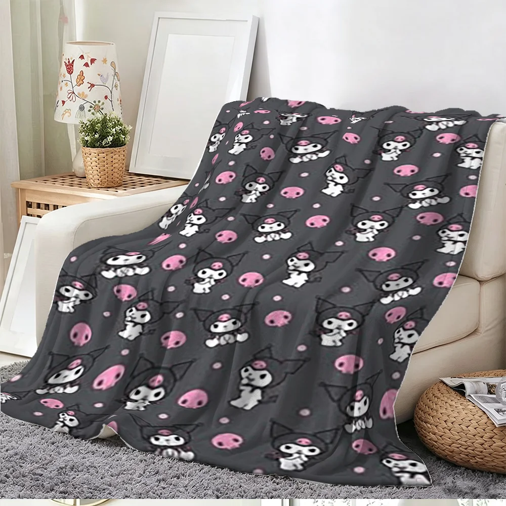 Cute Cartoon Character Pink Skull Pattern Throw Blanket Soft Cozy Bed Sofa Cover for Girls Kids Home Decor