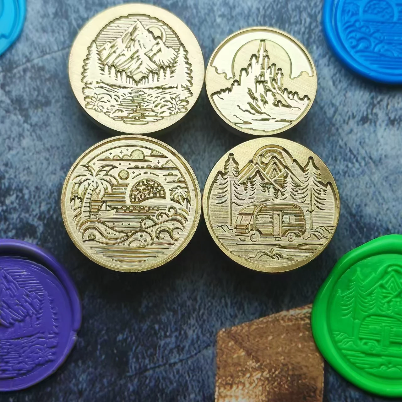 Camping themed brass seal, fireproof paint seal head, fireproof paint, accessories, only available for sale, 3cm, 1 piece