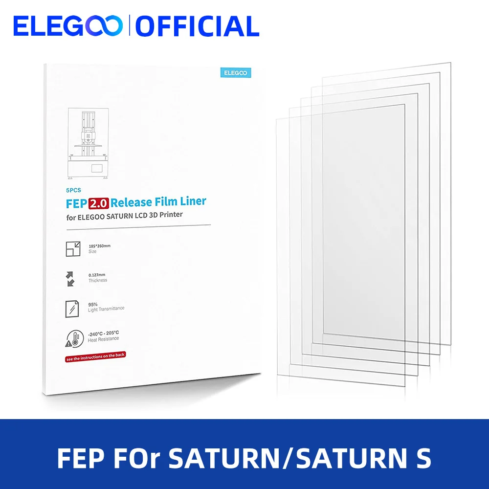 ELEGOO 5PCs Release Films Set 185mm*260mm 0.15mm Thickness for SATURN LCD 3D Printer SATURN S FEP 3D Printer Parts Filament