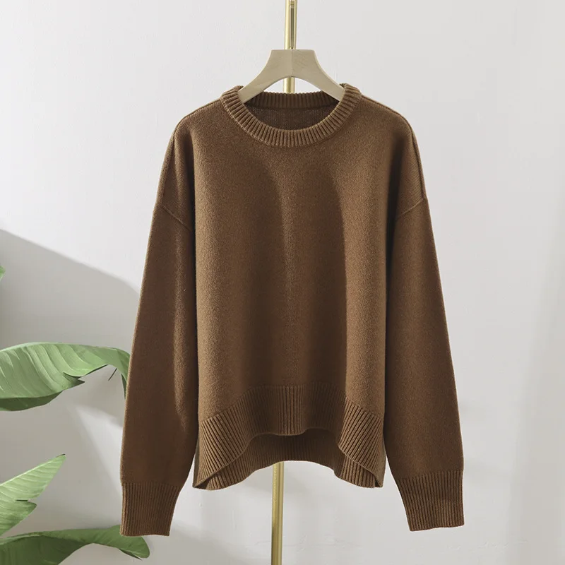 BirdTree, 100%Pure Wool Elegant Sweaters, Women Long Sleeve O Neck Thick, Commute Loose Knit Pullovers, 2024 Autumn New T47155QM