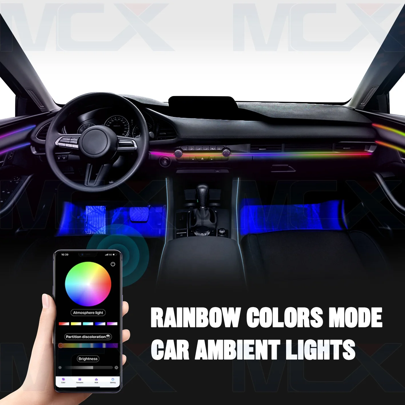 

2022 new trending products accessories para automovi rgb ambient light car interior decoration led lighting ns atmosphere rcm