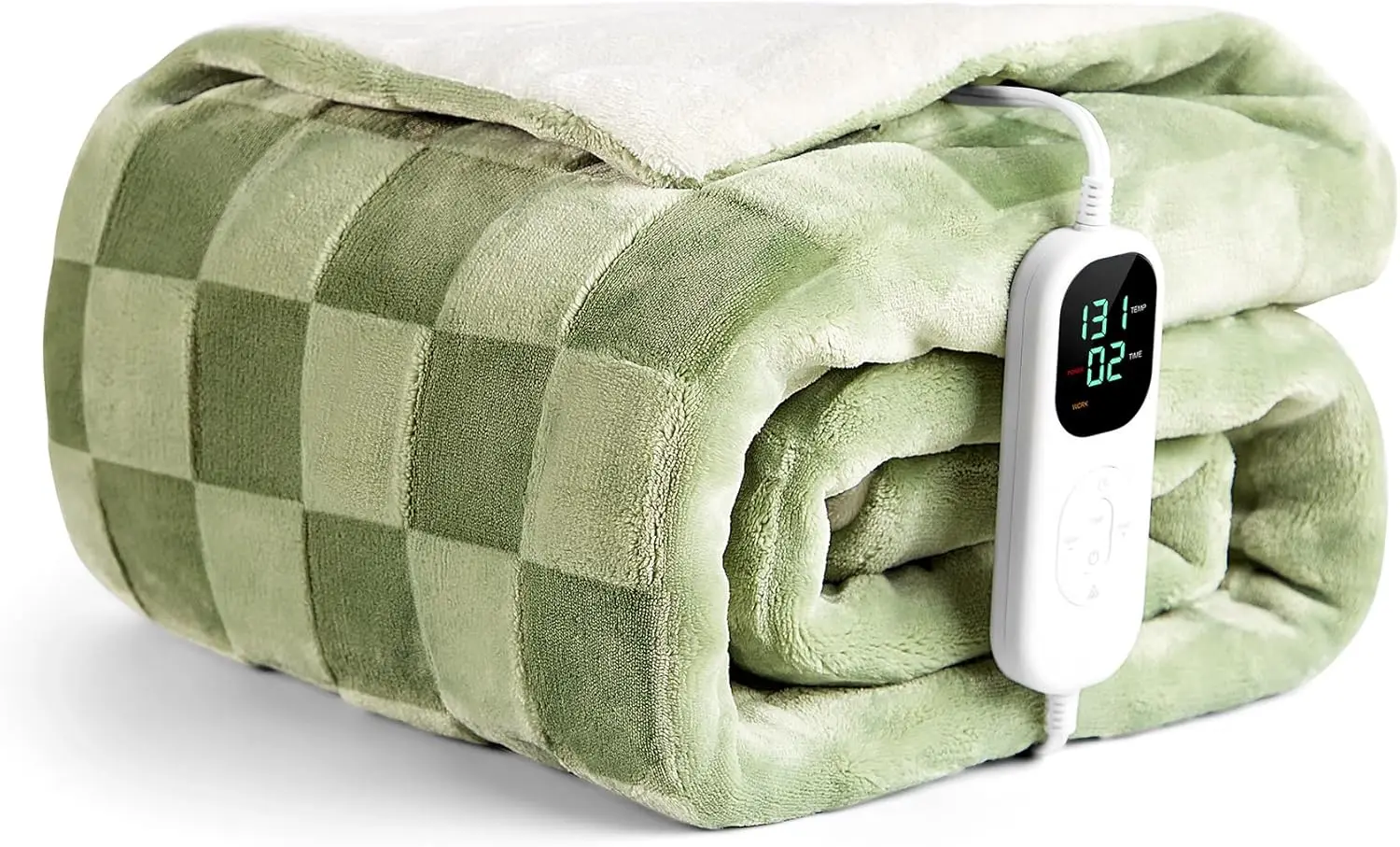 

Soft Flannel Electric Throw Blanket, 50x60 Inches, Fast Heating with 6 Levels & Auto Off, ETL Certified in Sage Green
