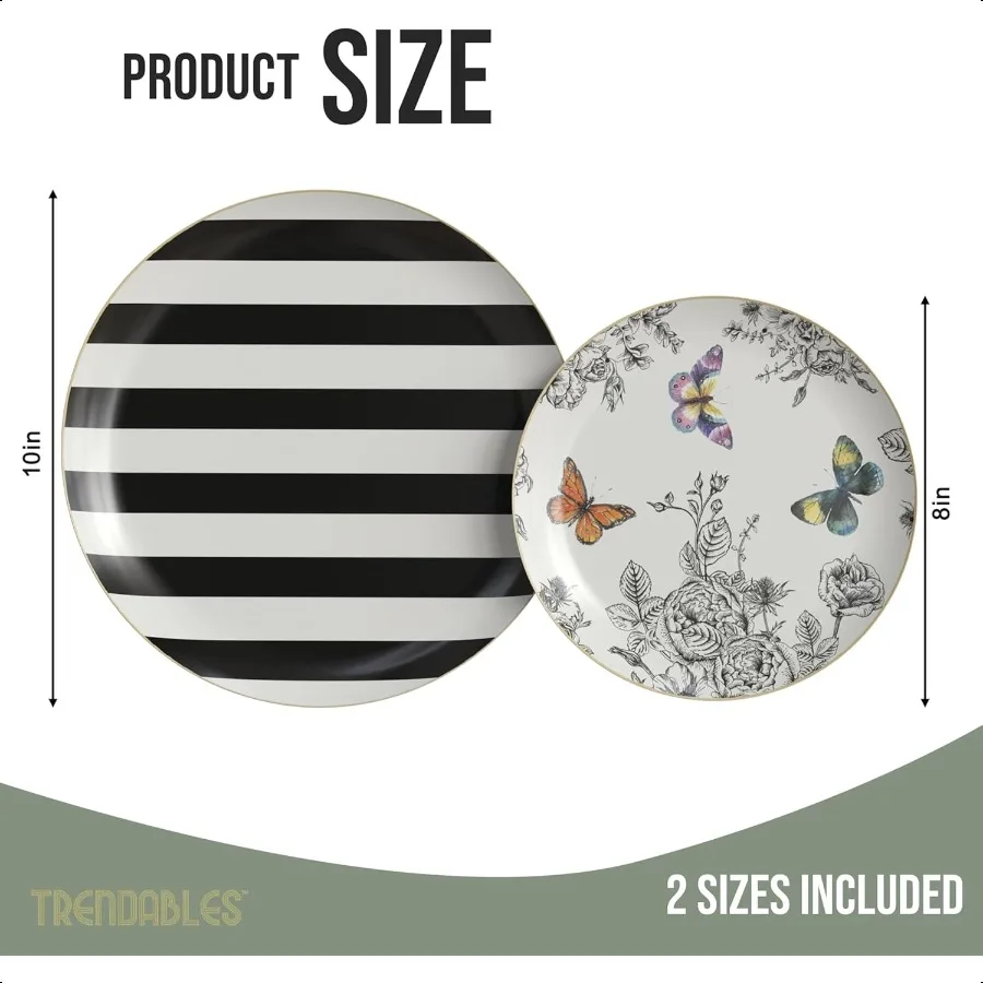 Floral Paper Plates 8.5 Inch 10.5 Inch 40 Pcs Dinner Plate Set Fancy  Plates for Party for 20 Guests 20 X 8 20 X 10 Large Small