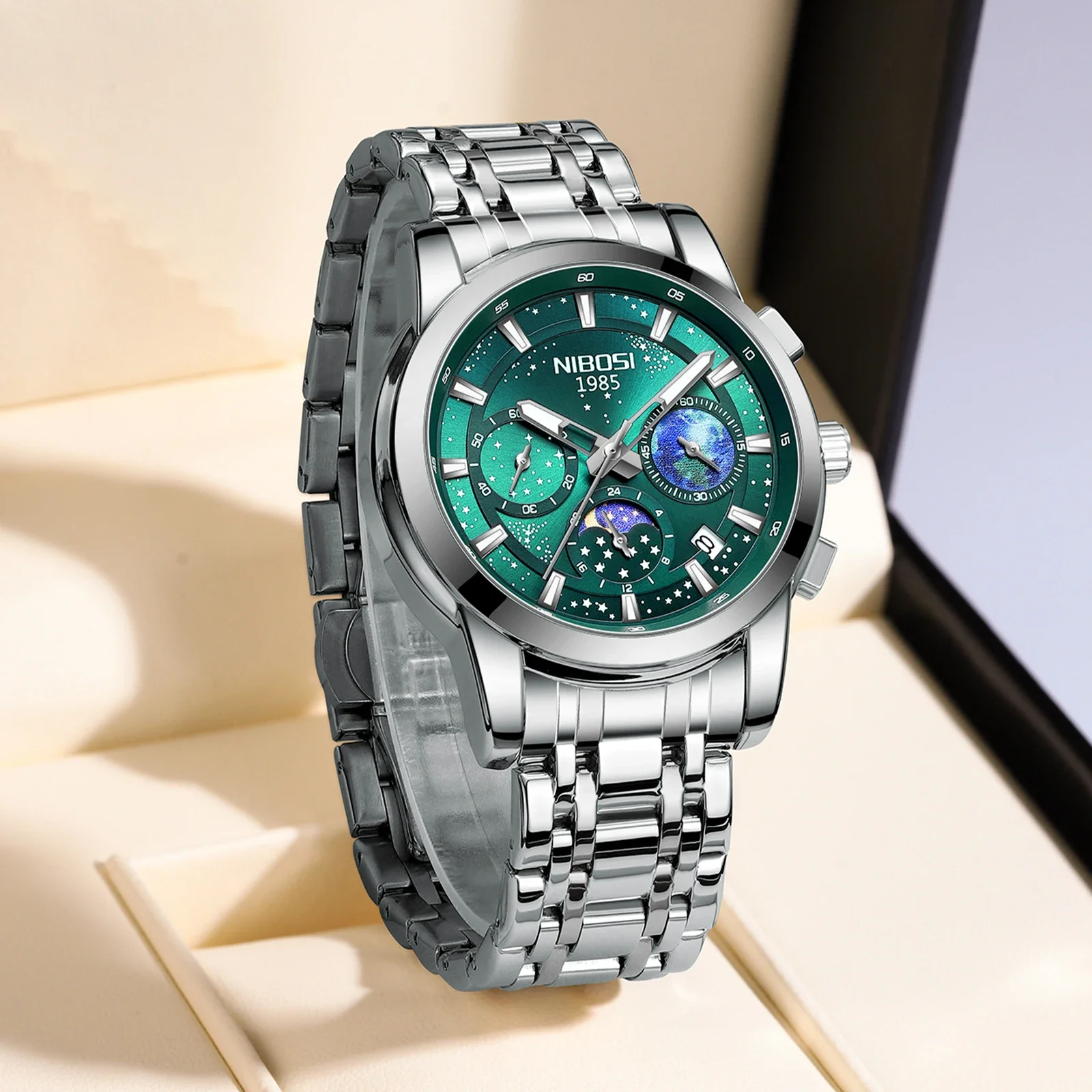 NIBOSI Orologio da polso sportivo di lusso per uomo Orologio da uomo impermeabile con data luminosa Orologio da uomo al quarzo in acciaio inossidabile Orologio da uomo Reloj + scatola