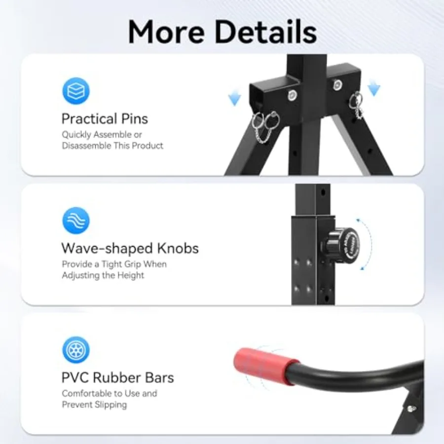 折りたたみ式自立型パワータワー懸垂バー、調整可能な多機能ワークアウトステーション、耐荷重440ポンド、ホームジム用