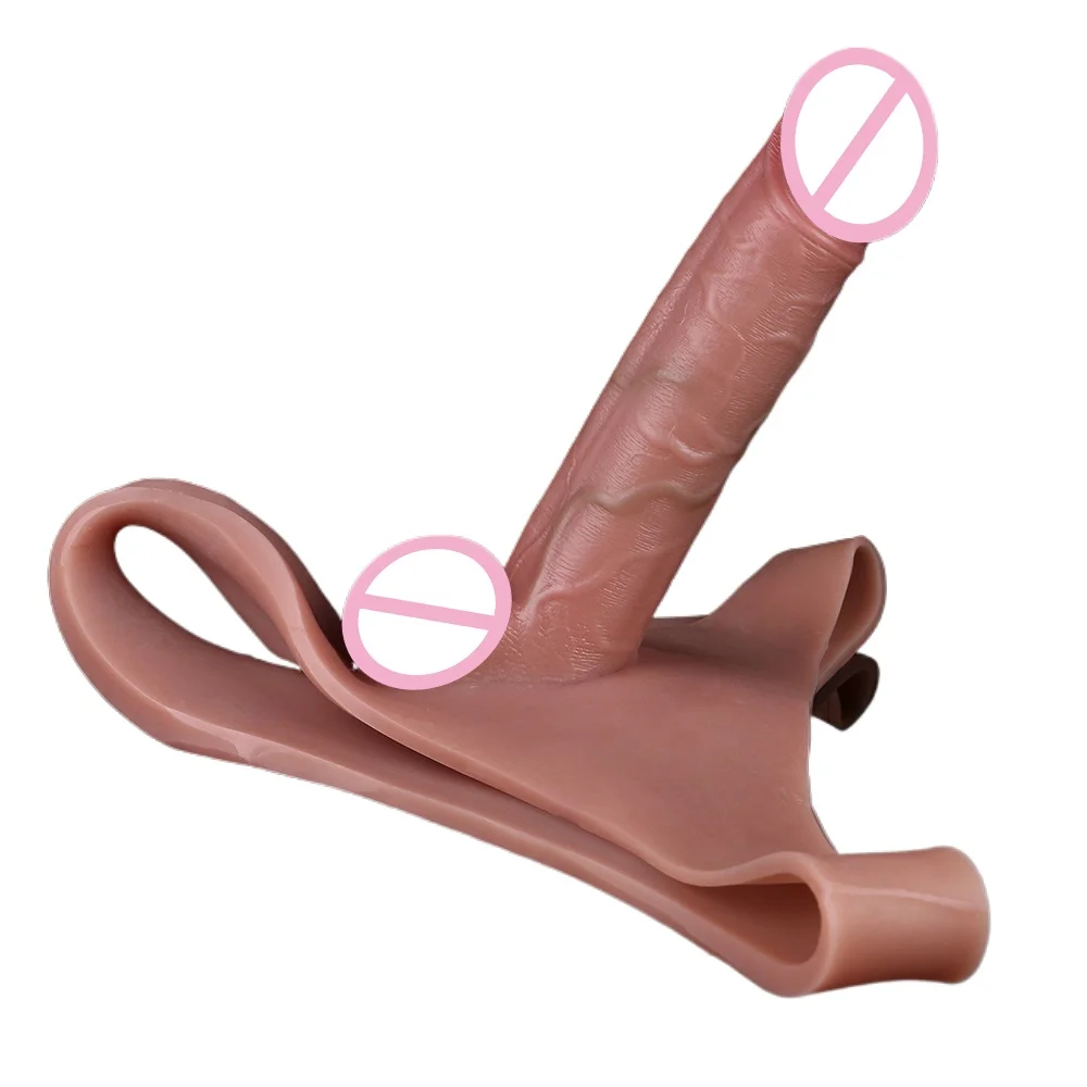 SCToyYOCY Silicone Briefs Wearable Hollow Dildo Pants Strapon Penis Sleeve Panties Dick Extender Device Sex Toys For Men Sexy Sh