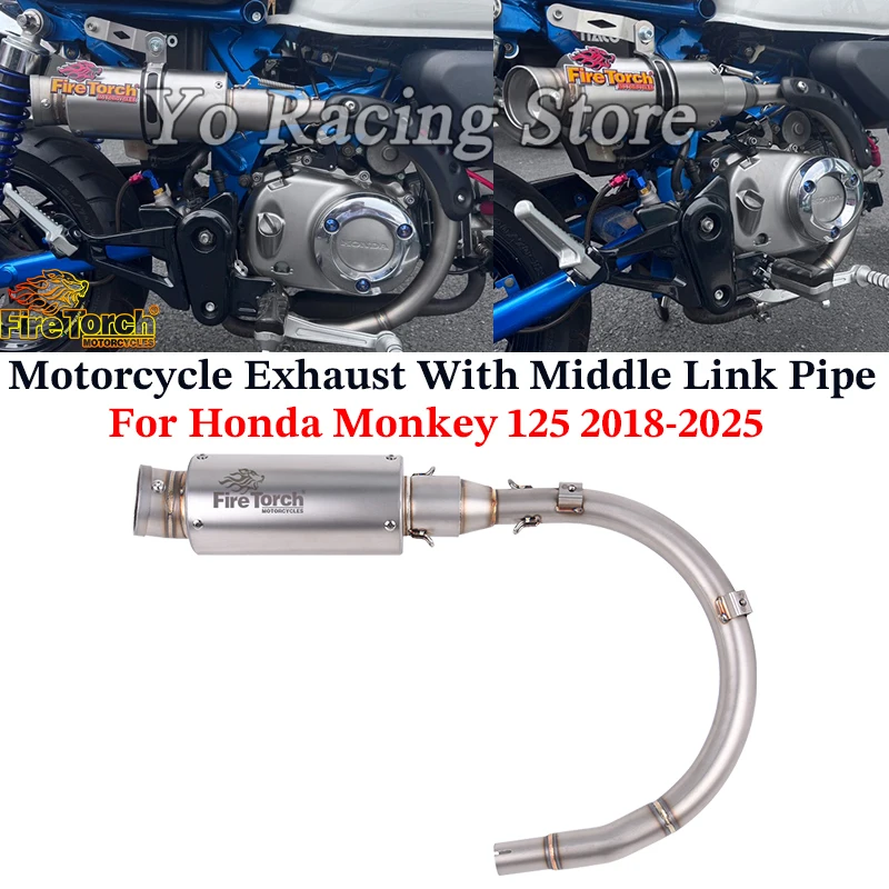 

Slip On For Honda Monkey 125 Monky125 2018 - 2025 Years Motorcycle Exhaust Escape System Mid Link Pipe With Muffler DB Killer ﻿