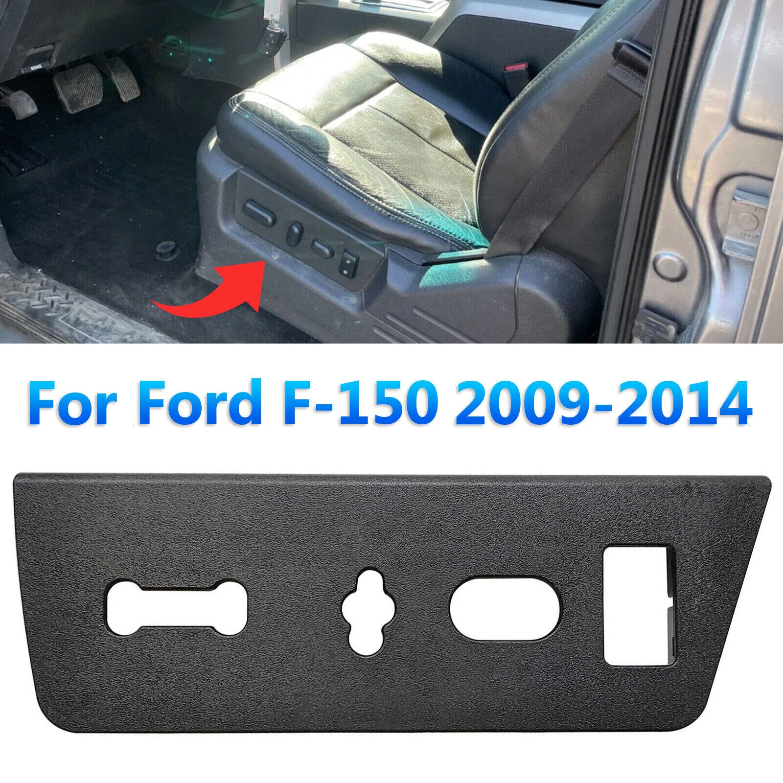Cubierta del Panel de la carcasa del interruptor del asiento del coche, accesorios del lado izquierdo del conductor para Ford F-150, color negro, 9L3Z-14A706-NA, 1 unidad