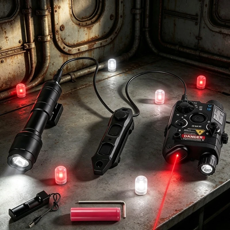 Space‑Saving Alloy Accessory Flashlight with Control Cable for Backpack Carrying Solution