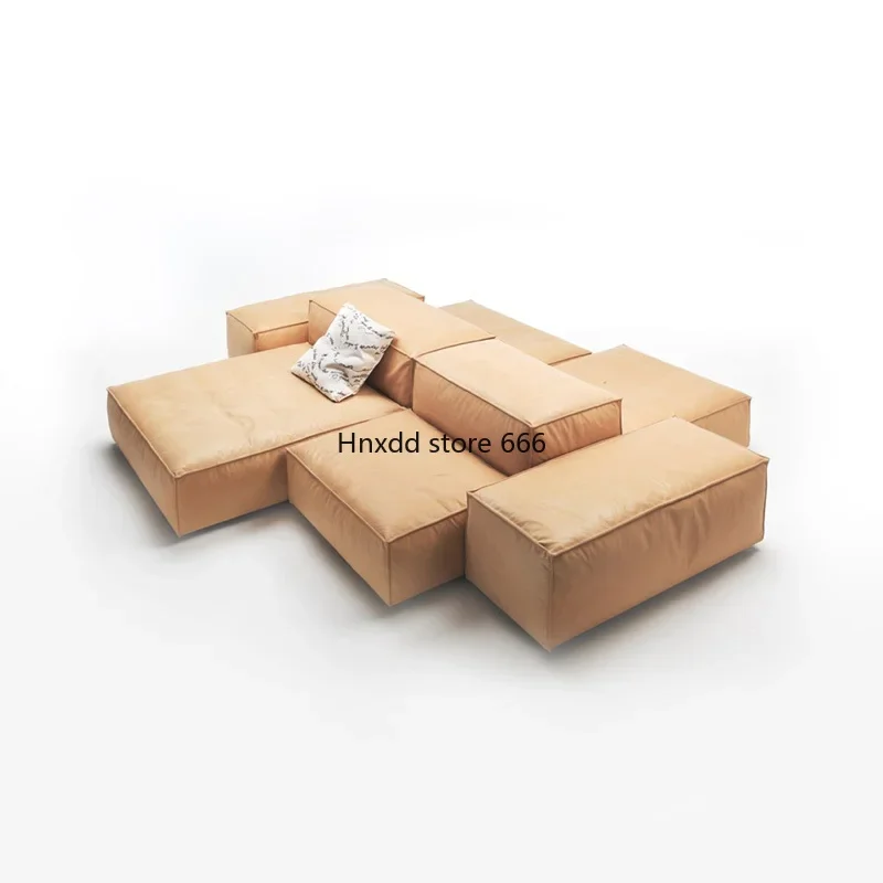 Italian module sofa large apartment living room tofu block sofa combination