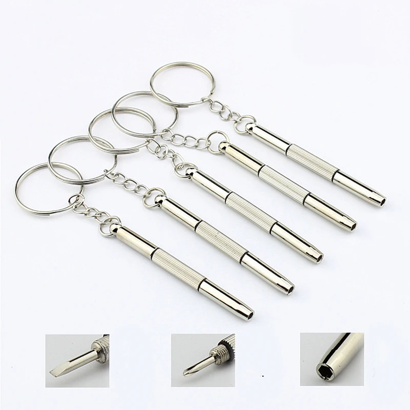 

Steel Glasses Screwdriver Eyeglass Screwdriver Watch Repair Kit with Keychain Portable Hand Tools Precision Screwdriver Tools