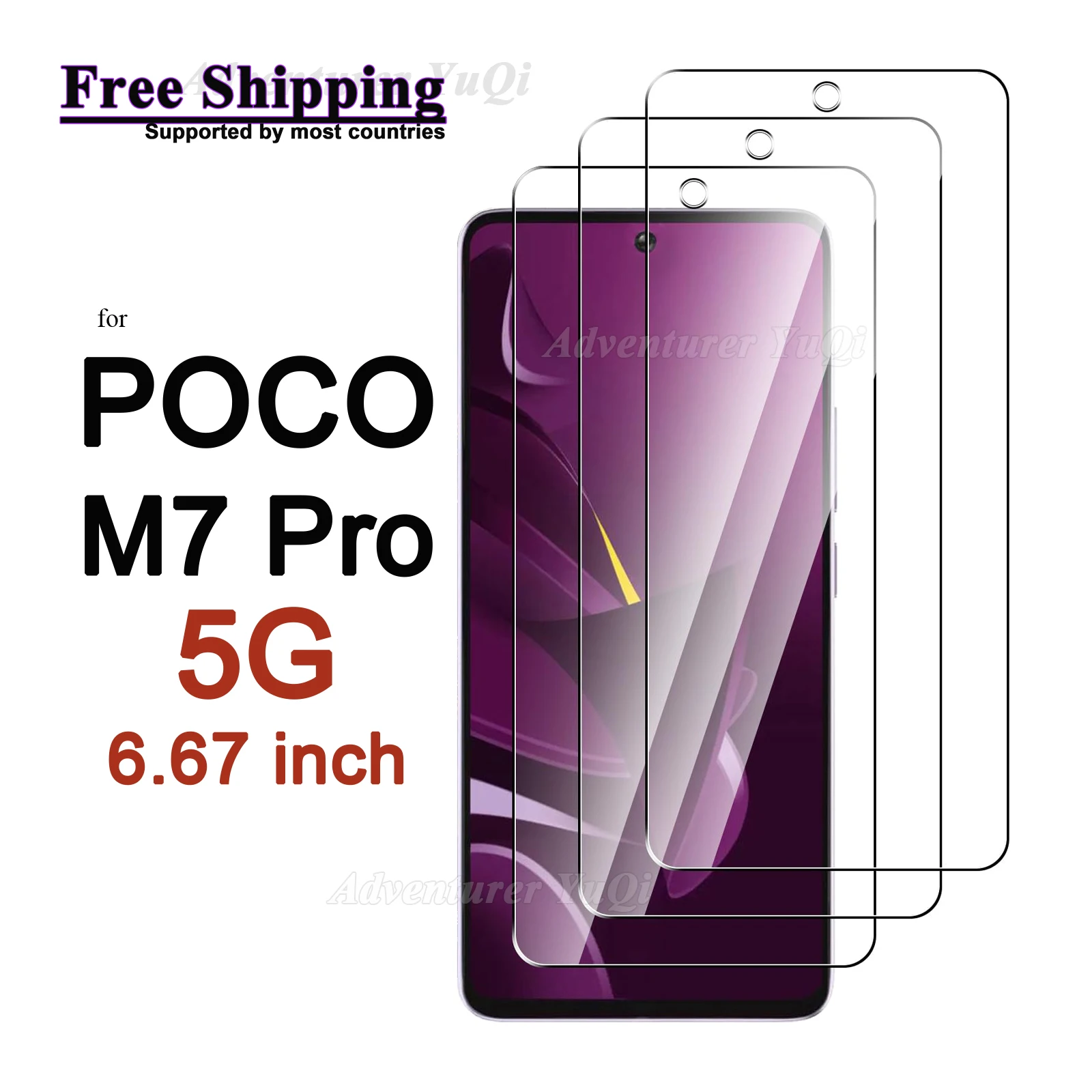 

Screen Protector For XIAOMI POCO M7 Pro 5G 6.67 inch Tempered Glass HD Crystal Clear Mica 9H Anti Scratch Case Friendly