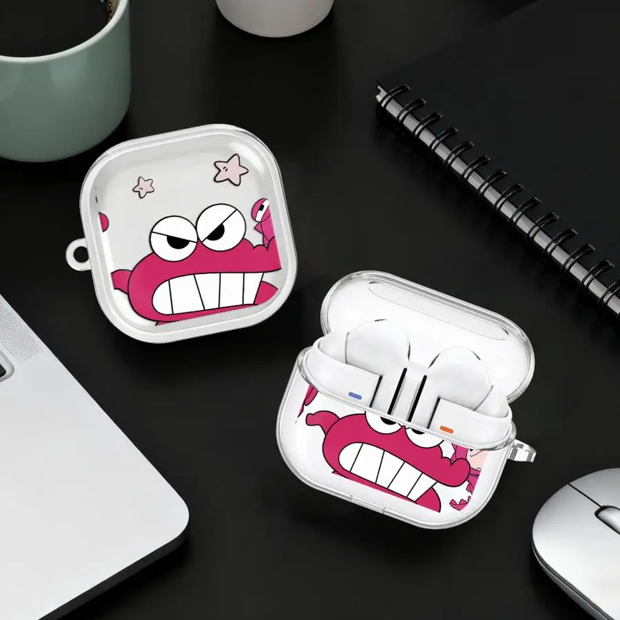 

Crayon ShinChan Cartoon Clear Earphone Cases Cover With Hook Case For Samsung Galaxy Buds 4Pro 2 3 FE Live 4 Pro 2Pro 3Pro