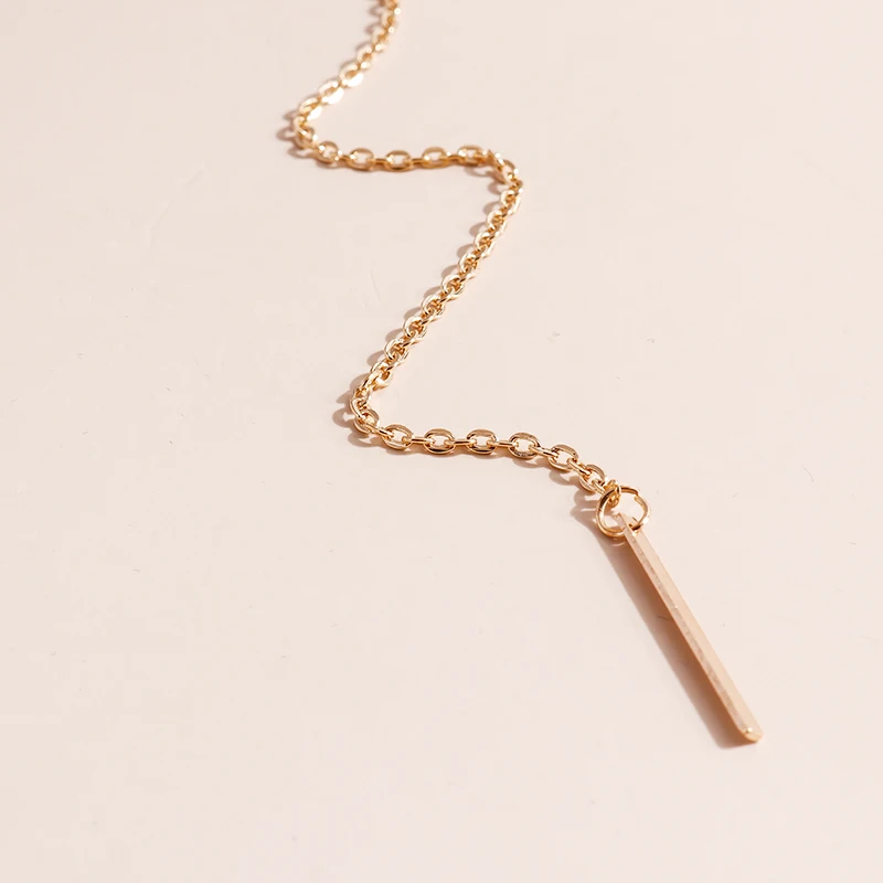 Aihua Minimalistische Halskette mit rundem Stab-Anhänger für Frauen, Schlüsselbein-Halskette, lange Kette, Modeschmuck, Statement-Geschenke für Mädchen – Detail 8