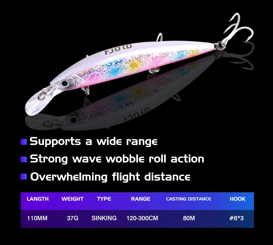 FJORD 110mm 37g Schwerer Sinkender Minnow Weitwurfköder mit UV-Effekt Laser-Hartplastik-Kunstköder Professioneller Salzwasser-Angelköder – Detail 2