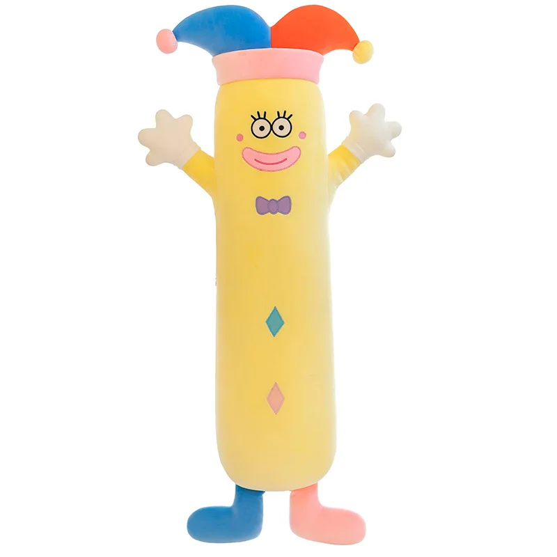 หมอนตุ๊กตาตัวตลกยาวนุ่มนิ่มสำหรับเด็ก ของเล่นตุ๊กตาสัตว์ ของตกแต่งบ้านสุดสร้างสรรค์ เบาะโซฟา ของขวัญวันเกิด วันคริสต์มาสสำหรับเด็ก