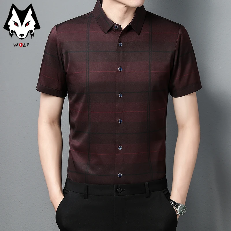 New Spring/Summer Men's Short Sleeve Shirts Men's Sleeves Slim Fit Casual Shirts Hot Selling Spot Tops Men's Fashion Stripe