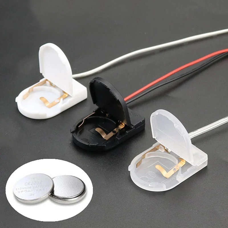 5 Pcs Single Slot CR2032 CR 2032 Button Coin Cell Battery Holder Case Cover With ON-OFF Switch Leads Wire 3V Battery Box