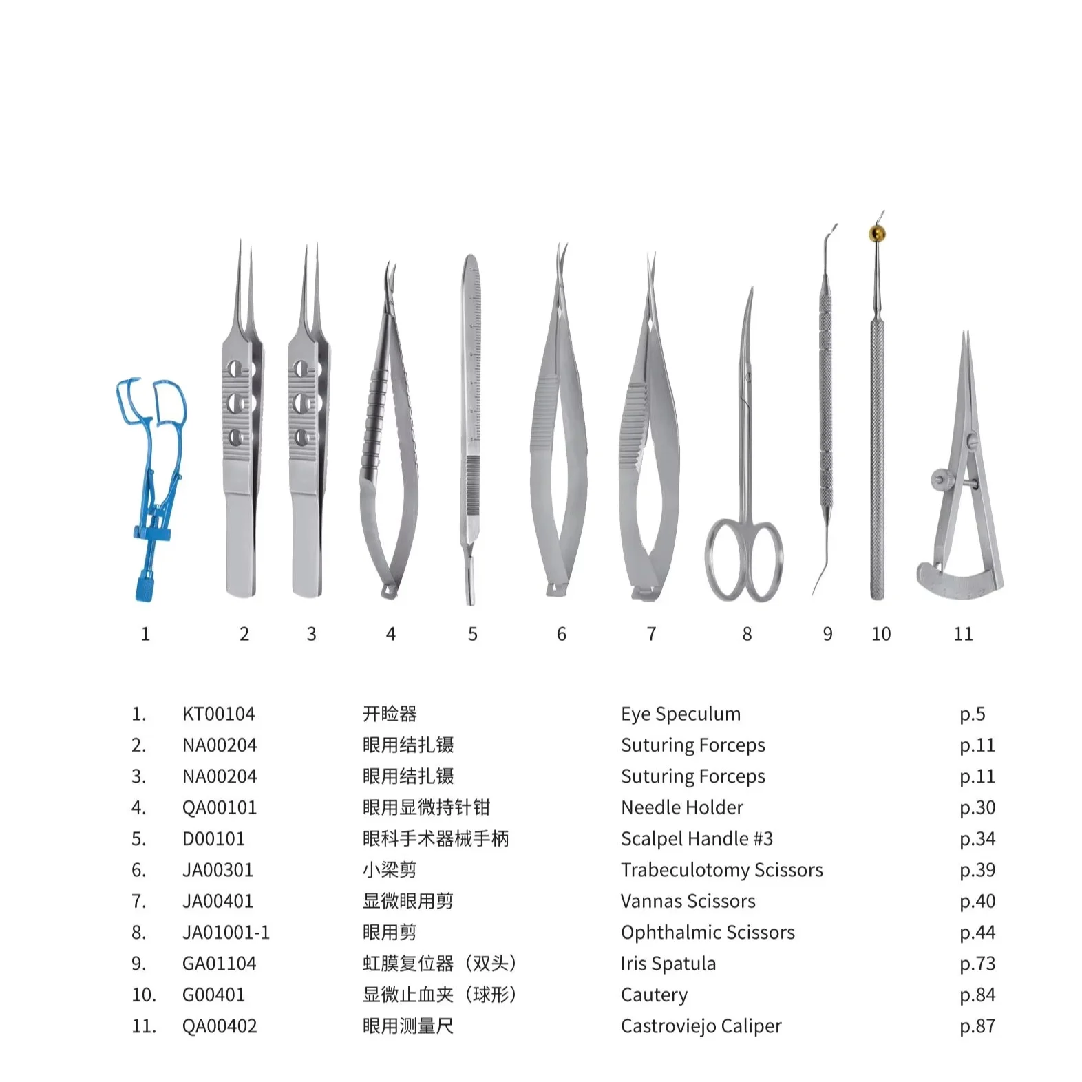 Ophthalmic Microsurgical Instrument Set Pterygium Removal  Micro Set (11 Pieces) Micro Instruments Set