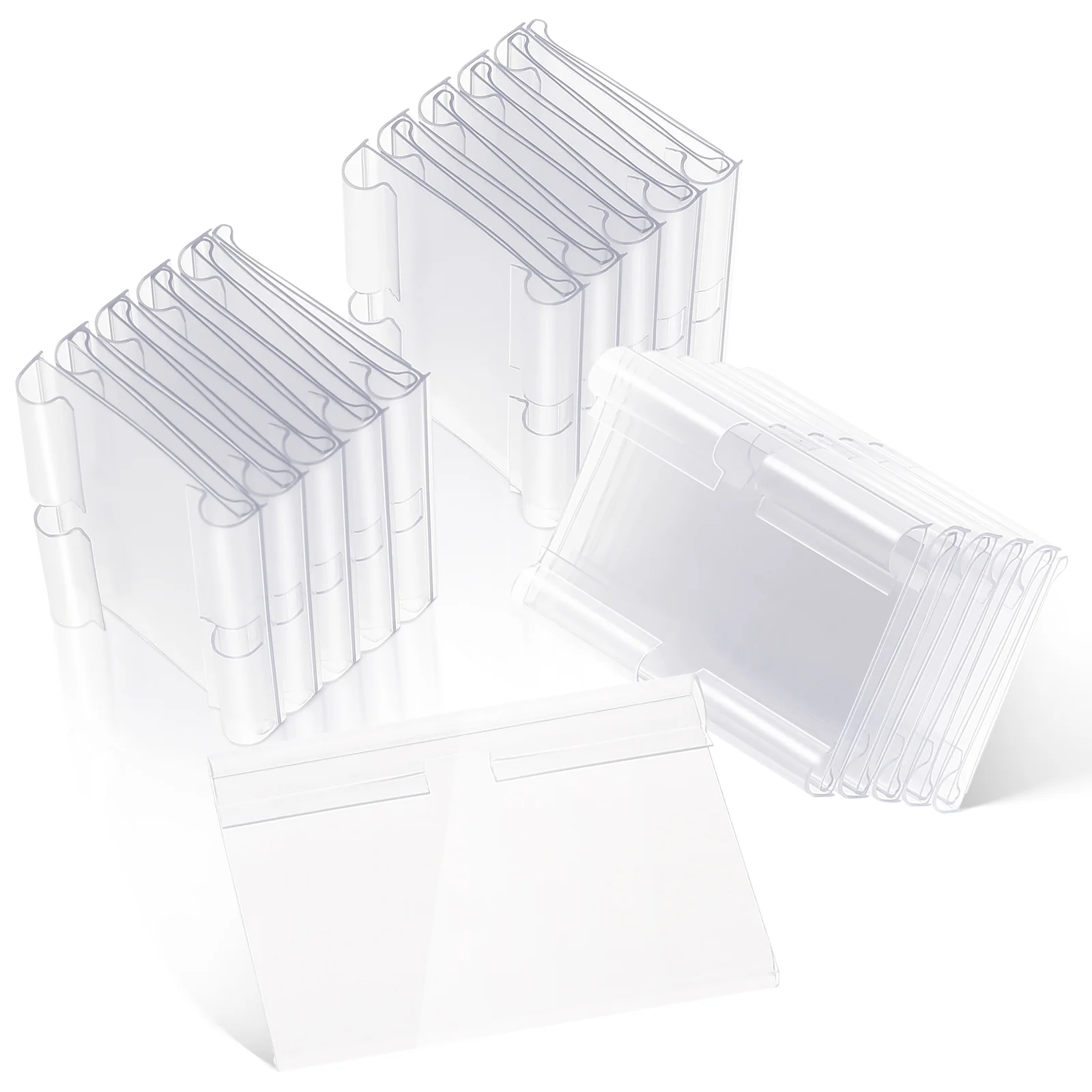 

60 Pcs Acrylic Sign Shelf Labels Adhesive Bin Holder Basket Clip on Clip-on for Metal Shelves Storage Bins