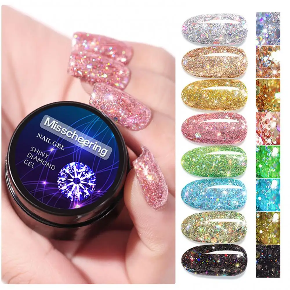 Nail Art Gel com Sequin Glue Polish, unhas UV, verniz Glitter, luxo, cor estrelada, laca, Bright, Glitter, Art, 5ml