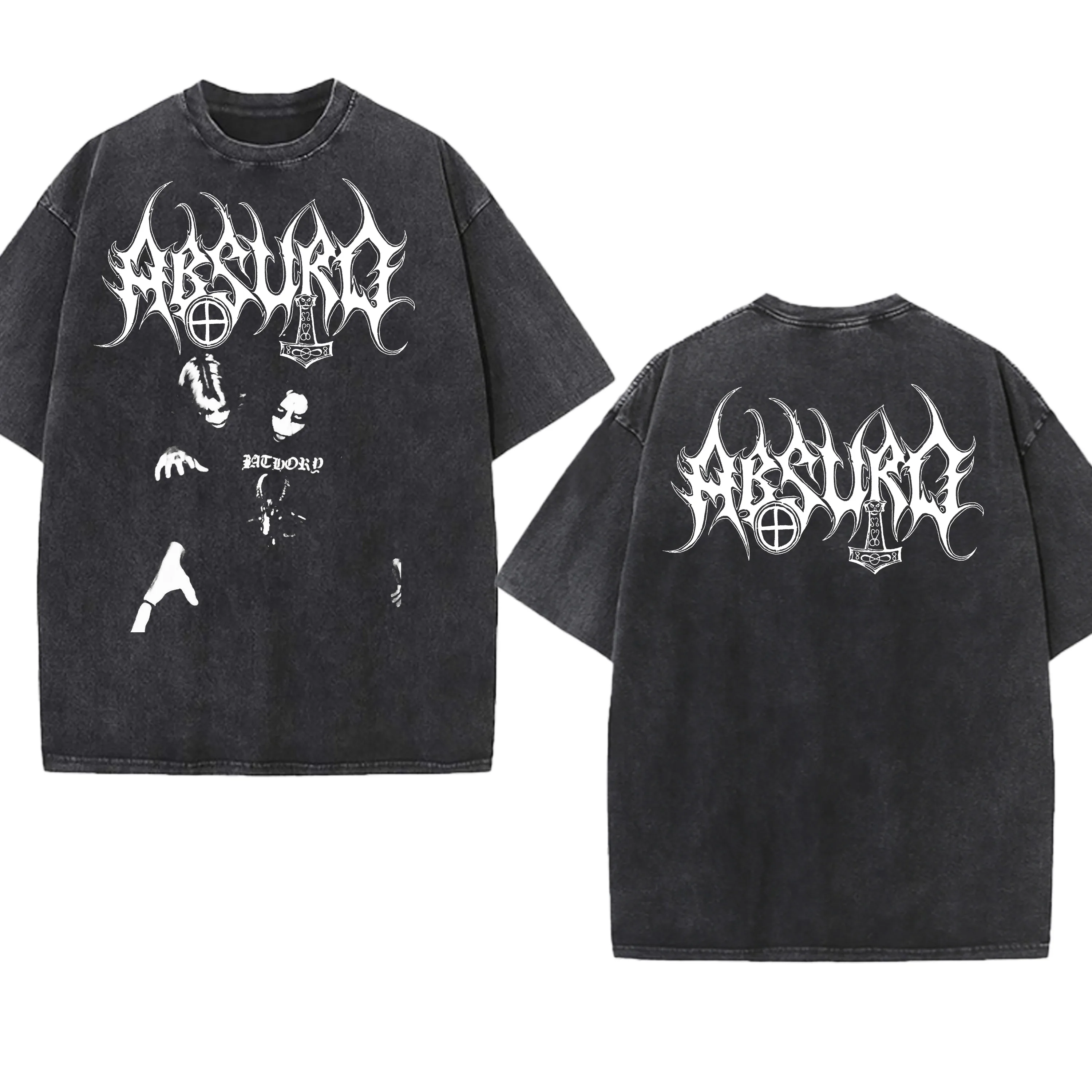 

Футболка Band Absurd Washed, готический подарок, мужская одежда, винтажная футболка в стиле хип-хоп с графикой, уличная футболка с коротким рукавом