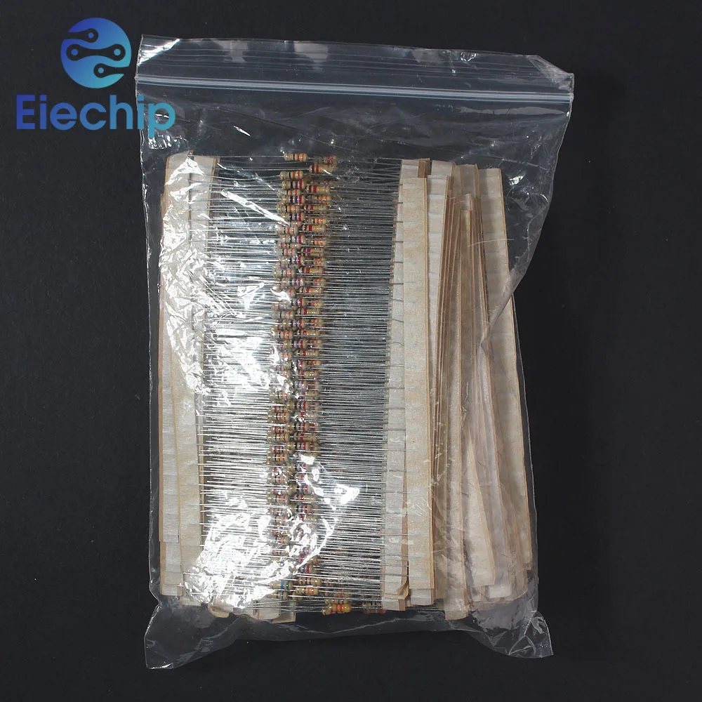 Imagem -04 - Kit de Resistor de Filme de Carbono Resistência Pack Assorted 50 Tipos 4w 0.25w 22 Ohm 2.2m Ohm Ohm 1000 Pcs Set