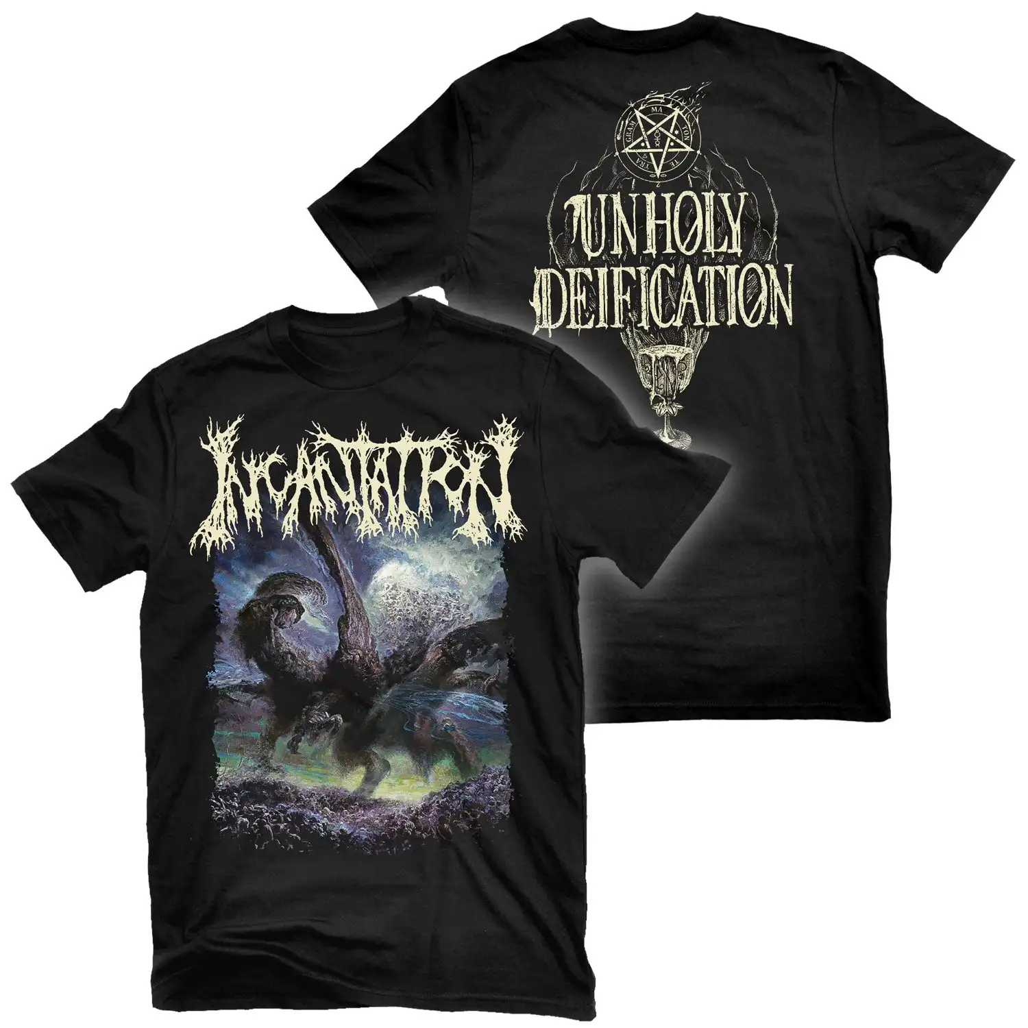 Incantation Onward To Golgotha Rock Band Graphic Tee 100% Cotton Round Neck Casual Unisex T-shirt Summer Top view 5
