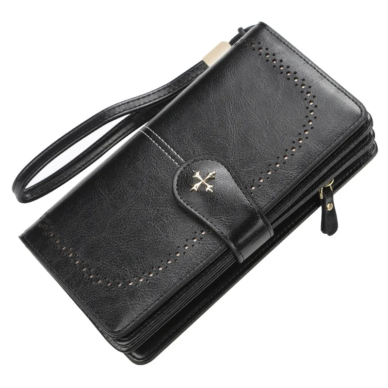 

New Women Wallet Female Purse Leather Wallet Long Coin Purse Card Holder Money Clutch Wristlet Multifunction Carteira Feminina