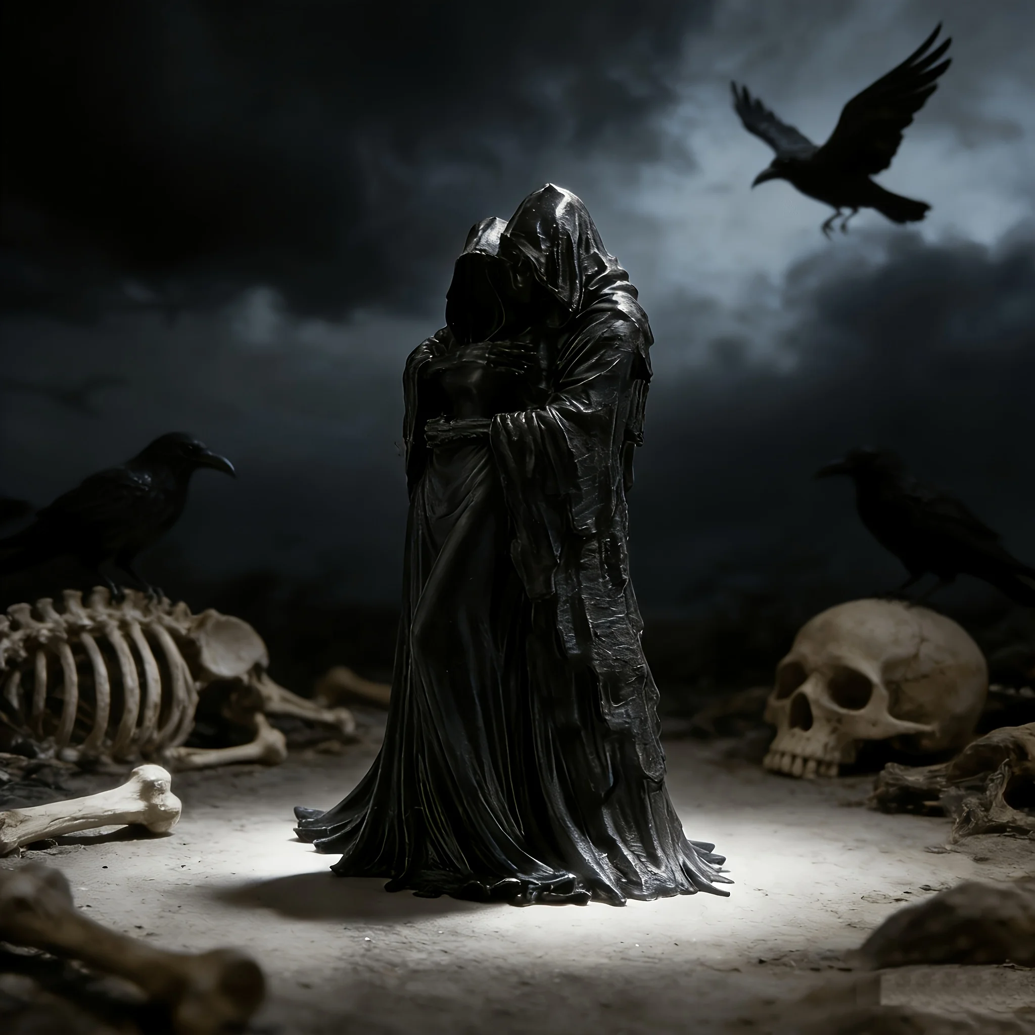 1 Stück dunkles „Grim Reaper“-Modell zur Dekoration, Sammlerstatue, Dekoration für Bücherregale, Schreibtischdekoration, gotische Totenkopfstatue, personalisierte Atmosphäre-Dekoration, einzigartige kreative Dekoration – Detail 3