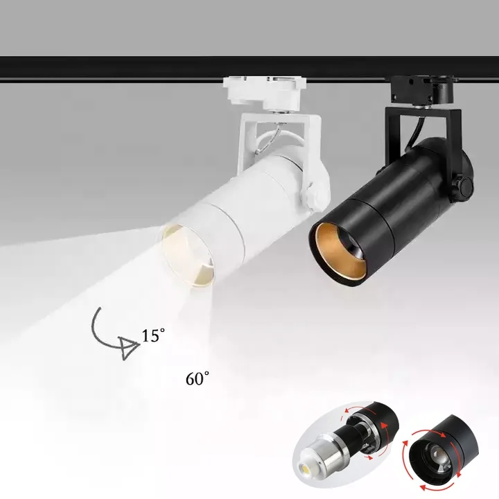 25w Commercial Focus Adjustable Led Cob Track SpotLight  Clothing Shop Lighting Surface Mounted Zoomable Led Ceiling Spot Light