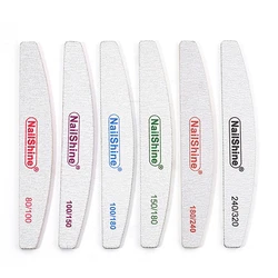 10 pz/lotto lima per unghie professionale 80/100/150/180/240/320 Lime Manicure strumenti levigatura polacco Buffer curva Banana smeriglio File di bordo