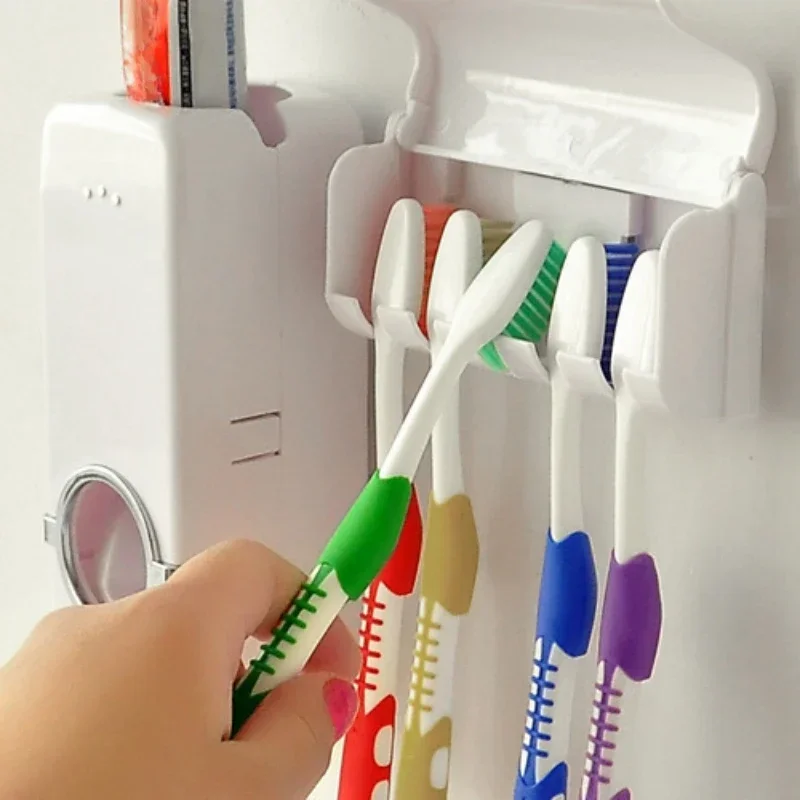 Hands Free Toothpaste Dispenser Automatic Toothpaste Squeezer with 5 Toothbrush Holds,No Power Required