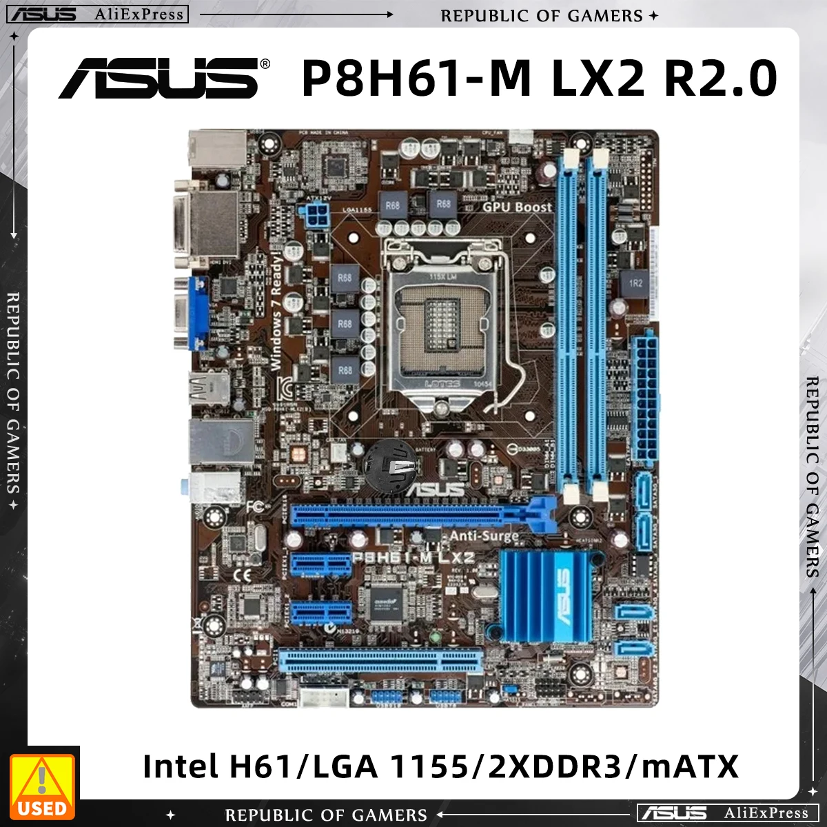 ASUS P8H61-M LX2 R2.0 Supporto scheda madre i5-2500K 3570K i7-3770K 2600 i3-3250T 2100 CPU DDR2
